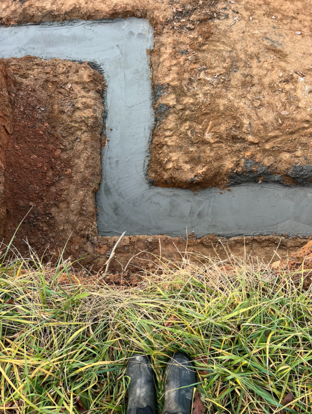 poured cement footers foundation for diy house build